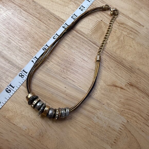 Chicos Multi-Strand Necklace With Mixed Metal Beads & Rhinestone - Picture 5 of 7